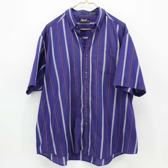 Vintage Other - Vintage Impact Blue Striped Button Up Short Sleeve
